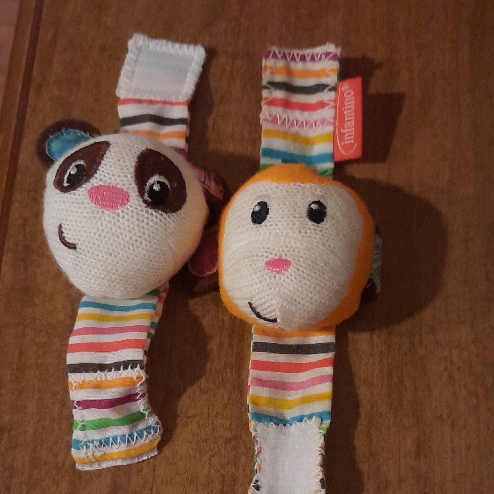 Infantino Striped Animal Wrist Rattles